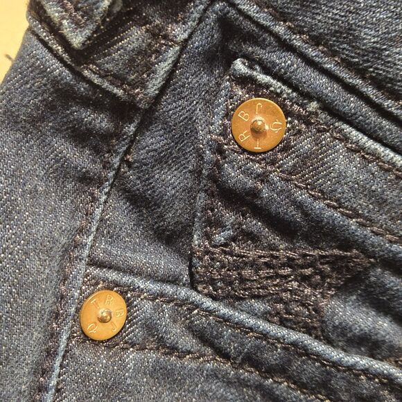 True Religion Twisted Seam Low Rise Dark Wash Flare Jeans Size 29 - Picture 7 of 9